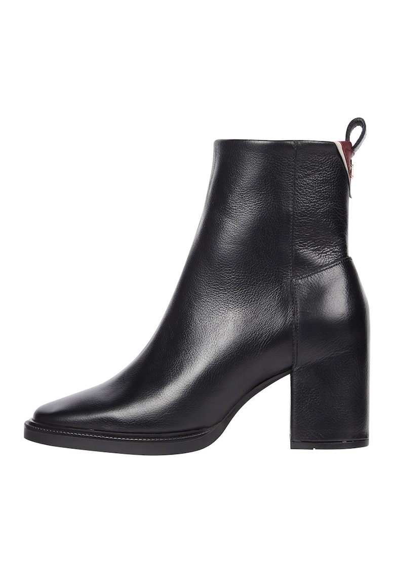 Botine de piele cu toc masiv