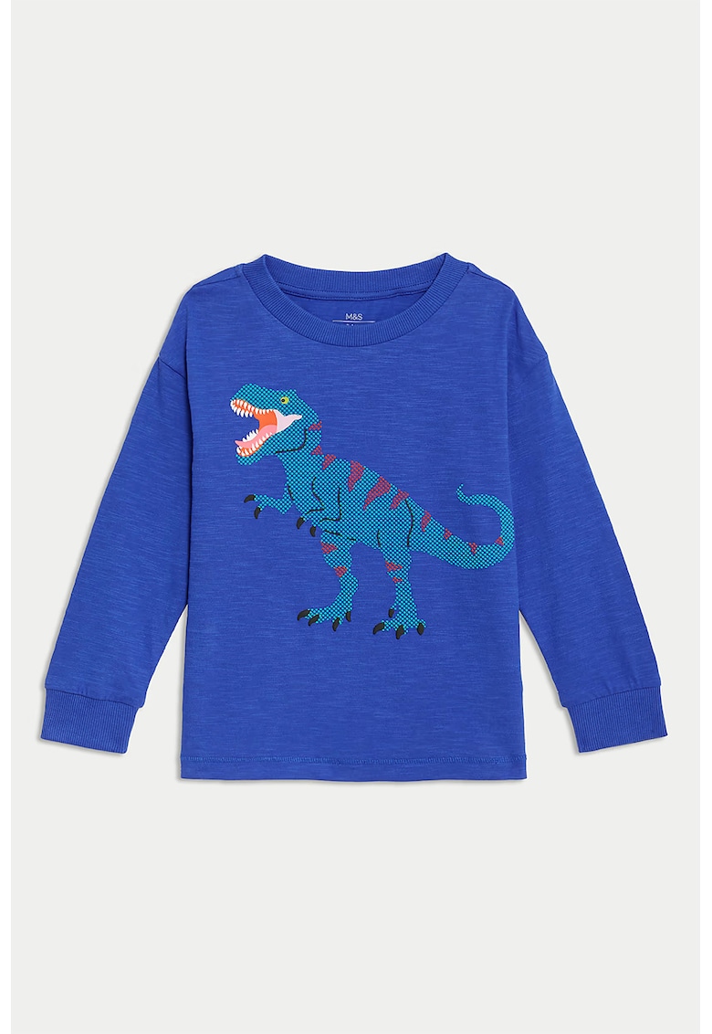 Bluza de trening uni din bumbac cu maneci cazute