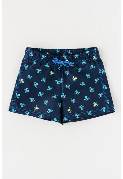 Pantaloni scurti de baie cu imprimeu si snur