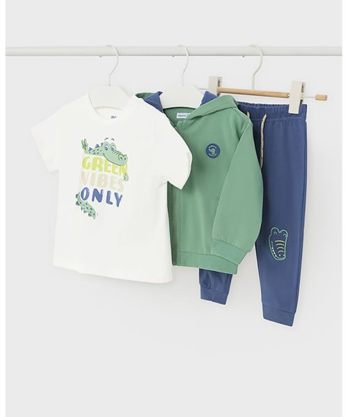 Set de tricou - pantaloni de trening si hanorac cu imprimeu - 3 piese