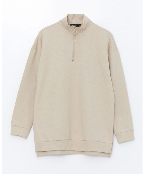 Bluza de trening lejera cu maneci cazute si fenta cu fermoar