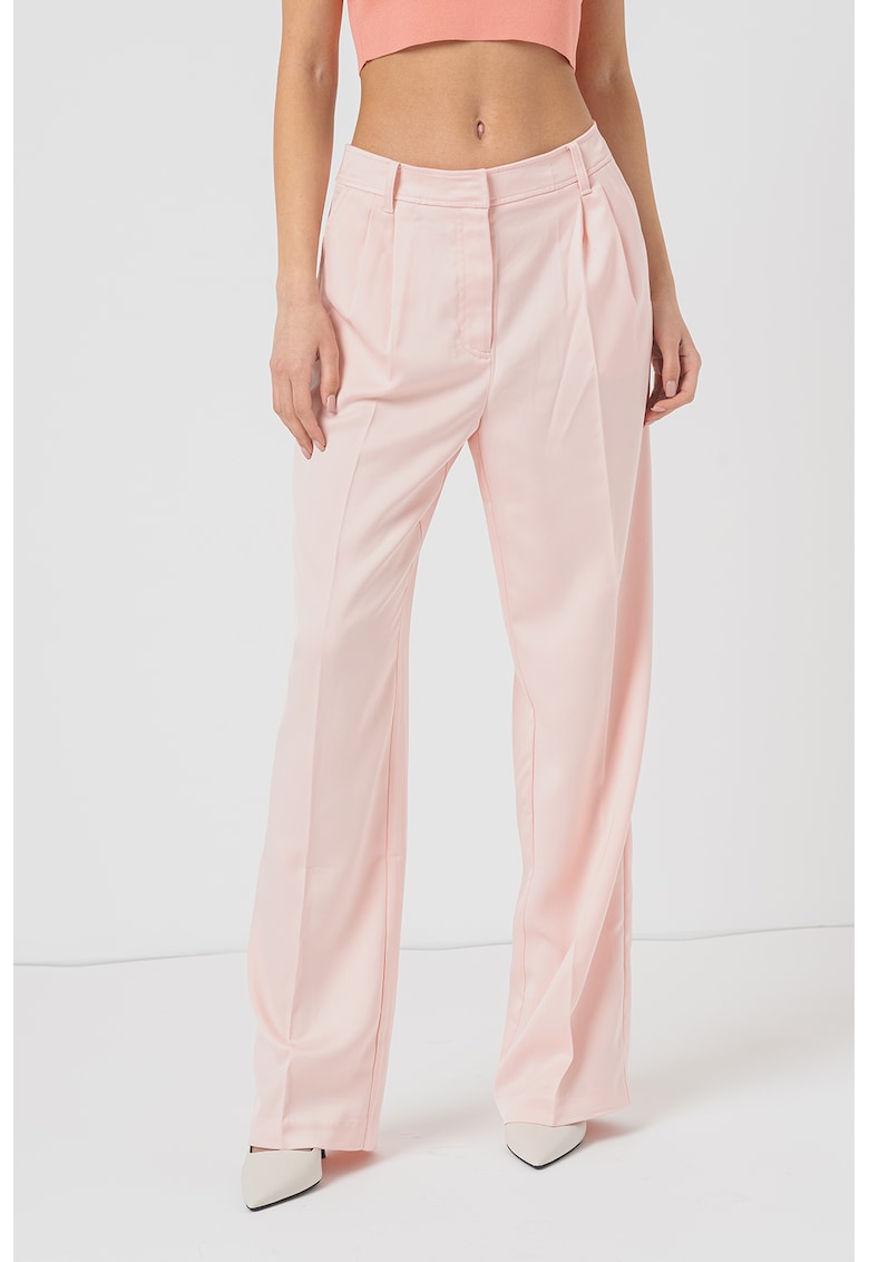 Pantaloni drepti de satin