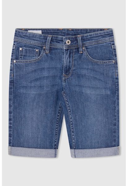 Pantaloni scurti din denim cu detalii cu aspect deteriorat