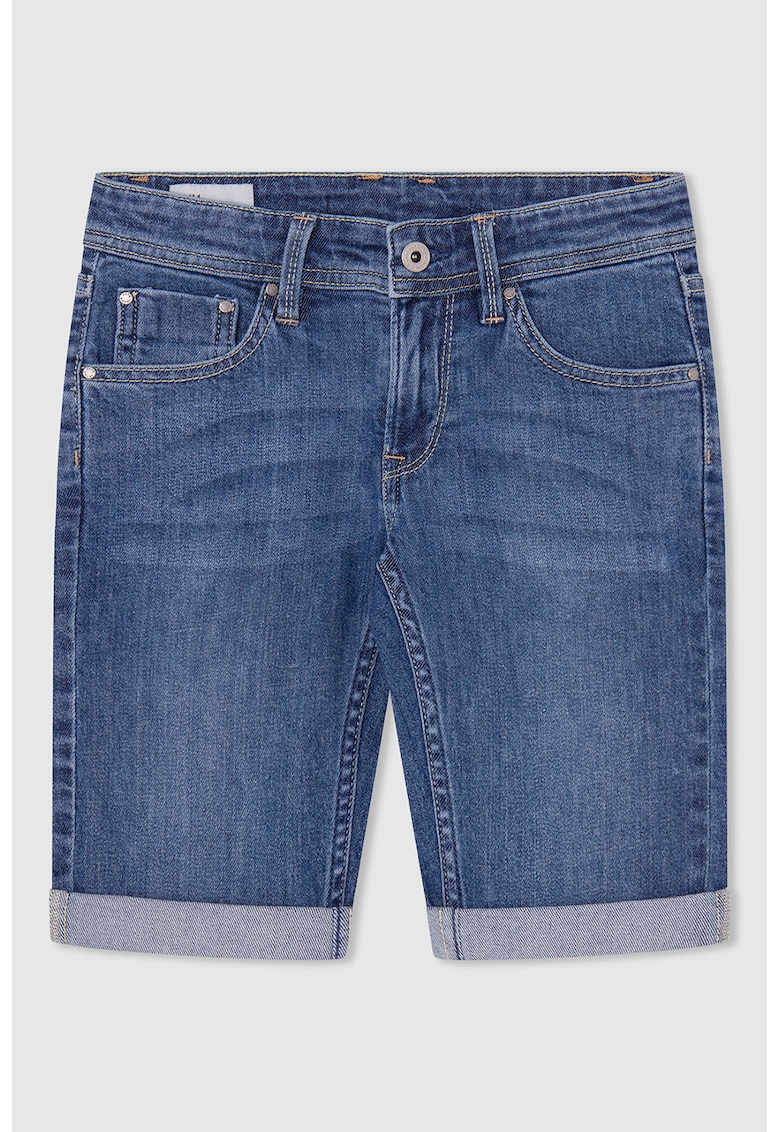 Pantaloni scurti din denim cu detalii cu aspect deteriorat