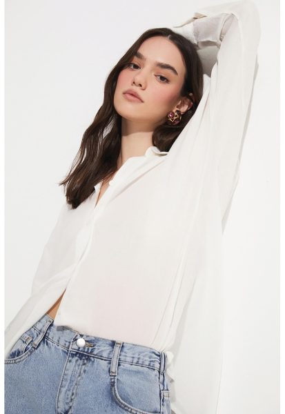 Camasa din bumbac cu model petrecut pe partea din spate