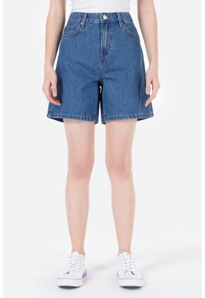 Pantaloni scurti cu talie inalta si croiala ampla