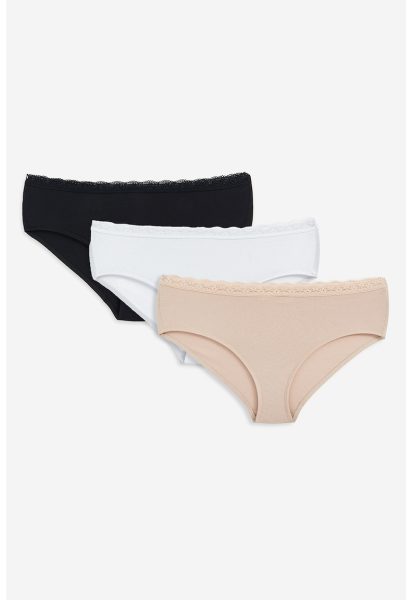 Set de chiloti hipster cu detaliu din dantela - 3 perechi