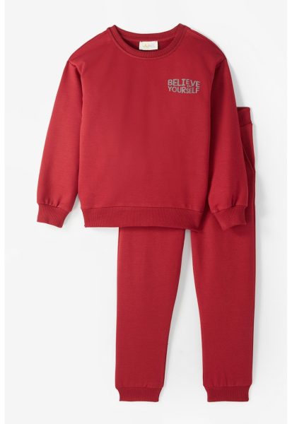 Set de bluza de trening din amestec de bumbac si pantaloni - 2 piese