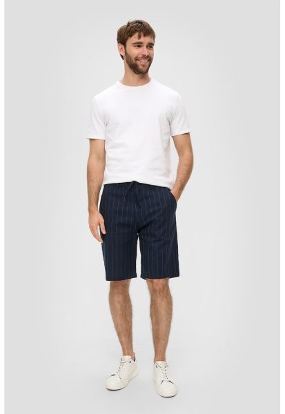 Pantaloni scurti din amestec de in cu talie cu snur