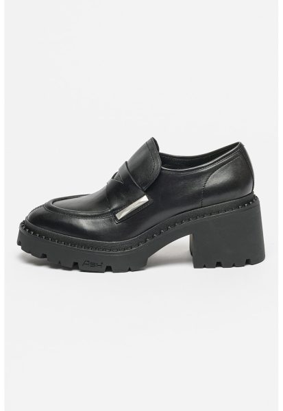 Pantofi loafer de piele cu toc masiv Nortos