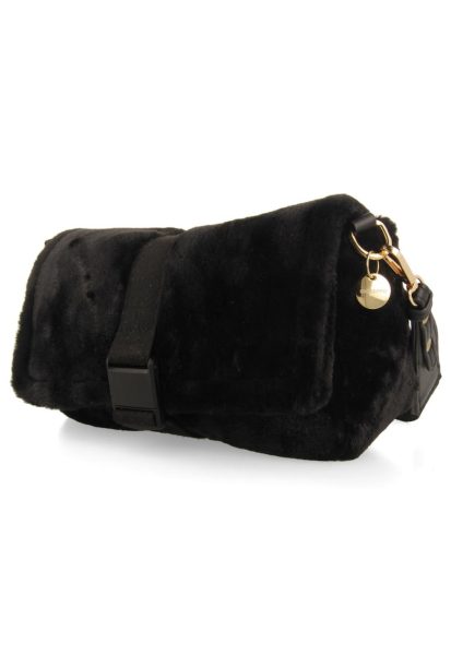 Geanta crossbody din blana sintetica cu bareta detasabila
