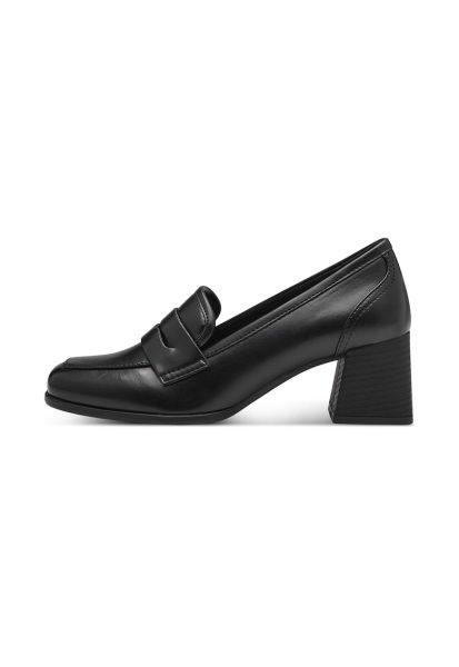 Pantofi loafer de piele ecologica cu toc masiv