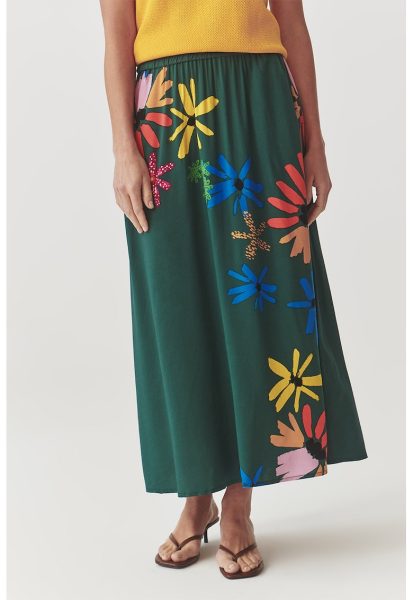 Fusta evazata cu model floral Sand