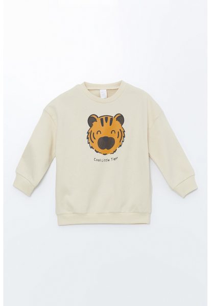 Bluza de trening cu imprimeu grafic si decolteu la baza gatului