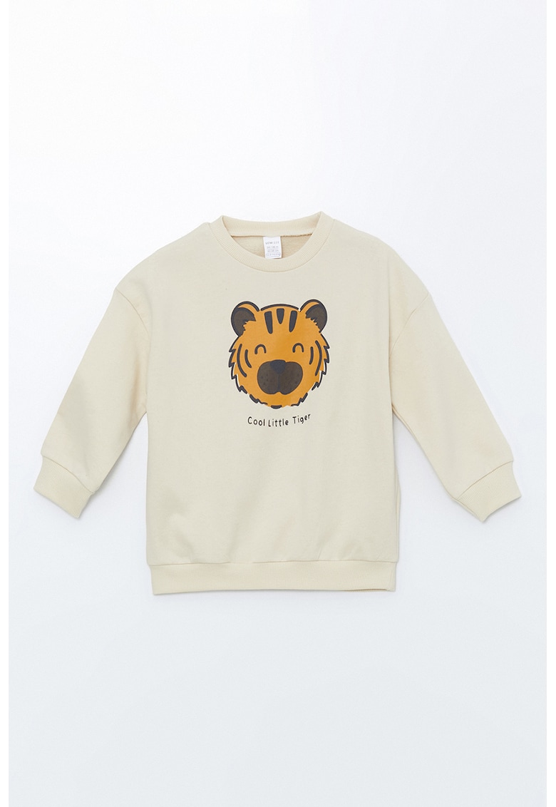 Bluza de trening cu imprimeu grafic si decolteu la baza gatului